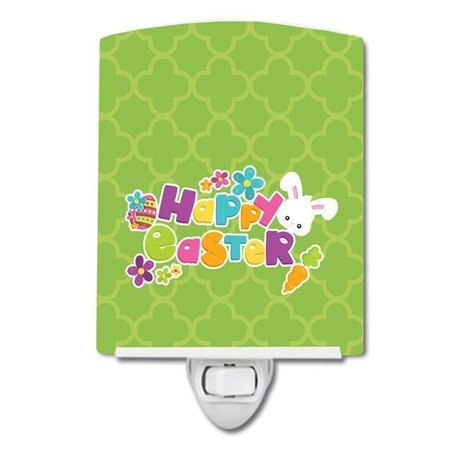 CAROLINES TREASURES Carolines Treasures BB6900CNL Happy Easter Green Quatrafoil Ceramic Night Light BB6900CNL